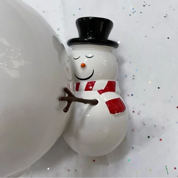 Vintage Y2K Telaflora Snowman Hugging a Snowball Planter, Candle Holder, Vase - Picture 2 of 11